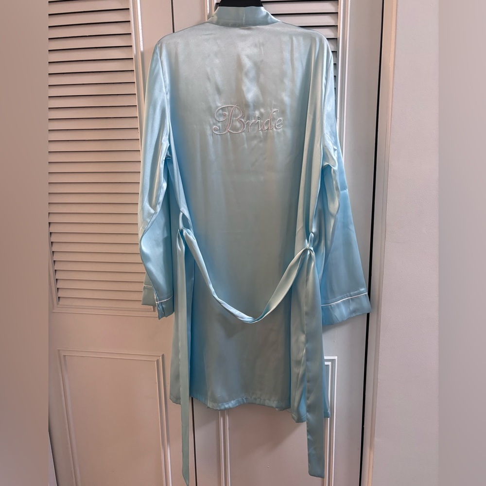 NWT Bride" embroidery satin bridal robe size small-0360